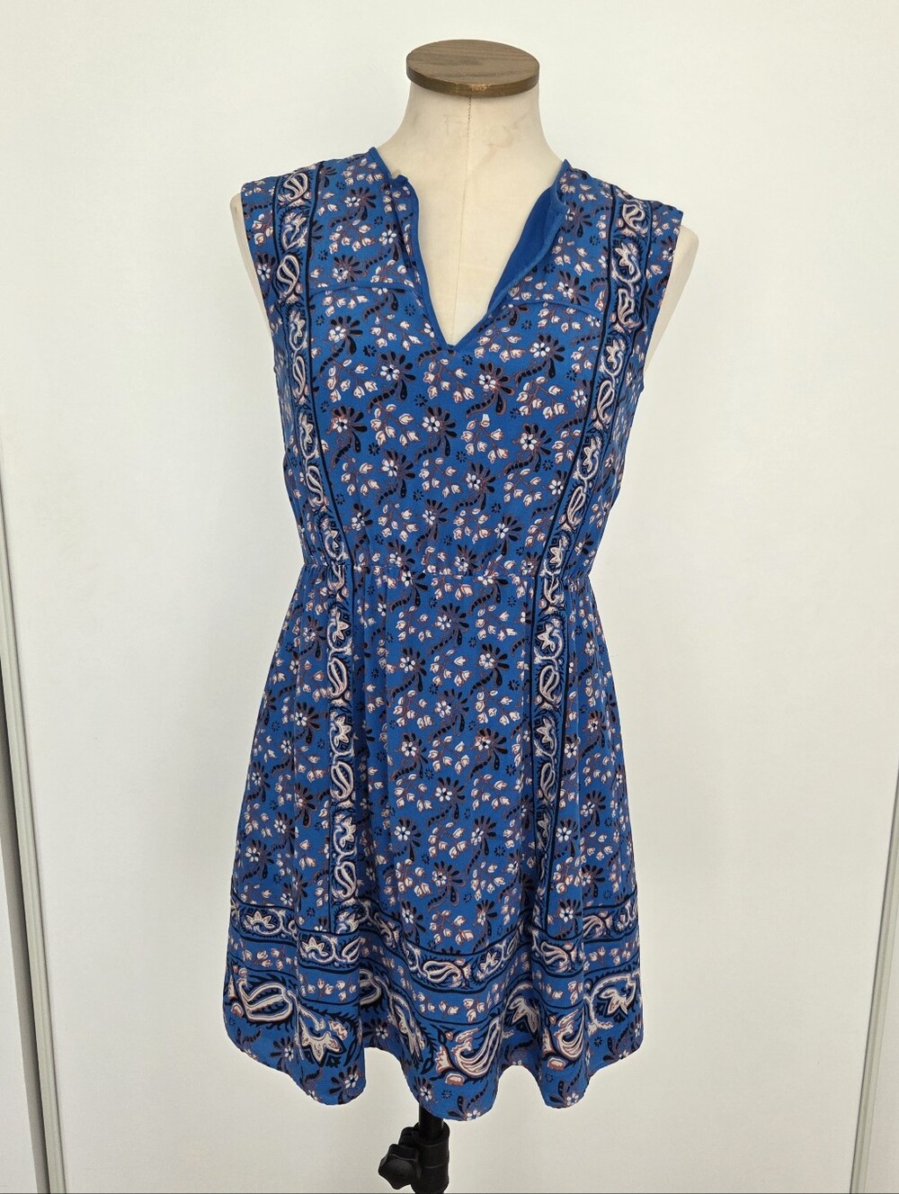J. Crew Blue Floral Silk Sleeveless V-Neck Sundress